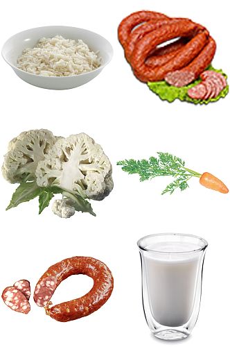 花菜大米牛奶胡萝卜食品创意设计元素素材