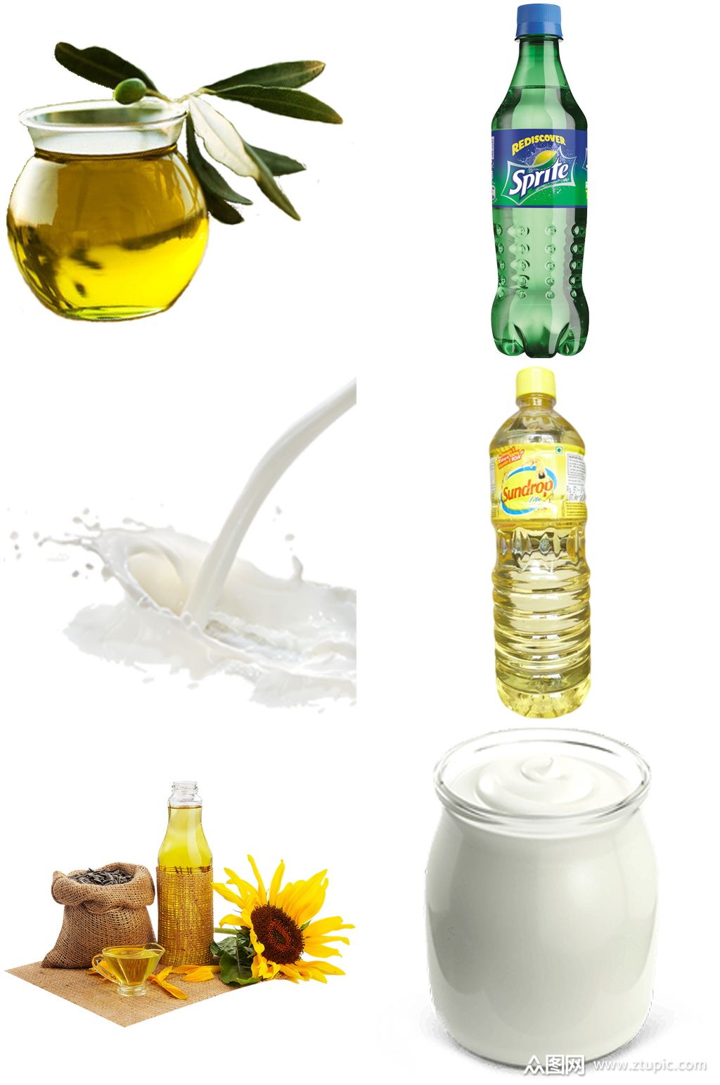 雪碧花茶牛奶创意设计元素素材