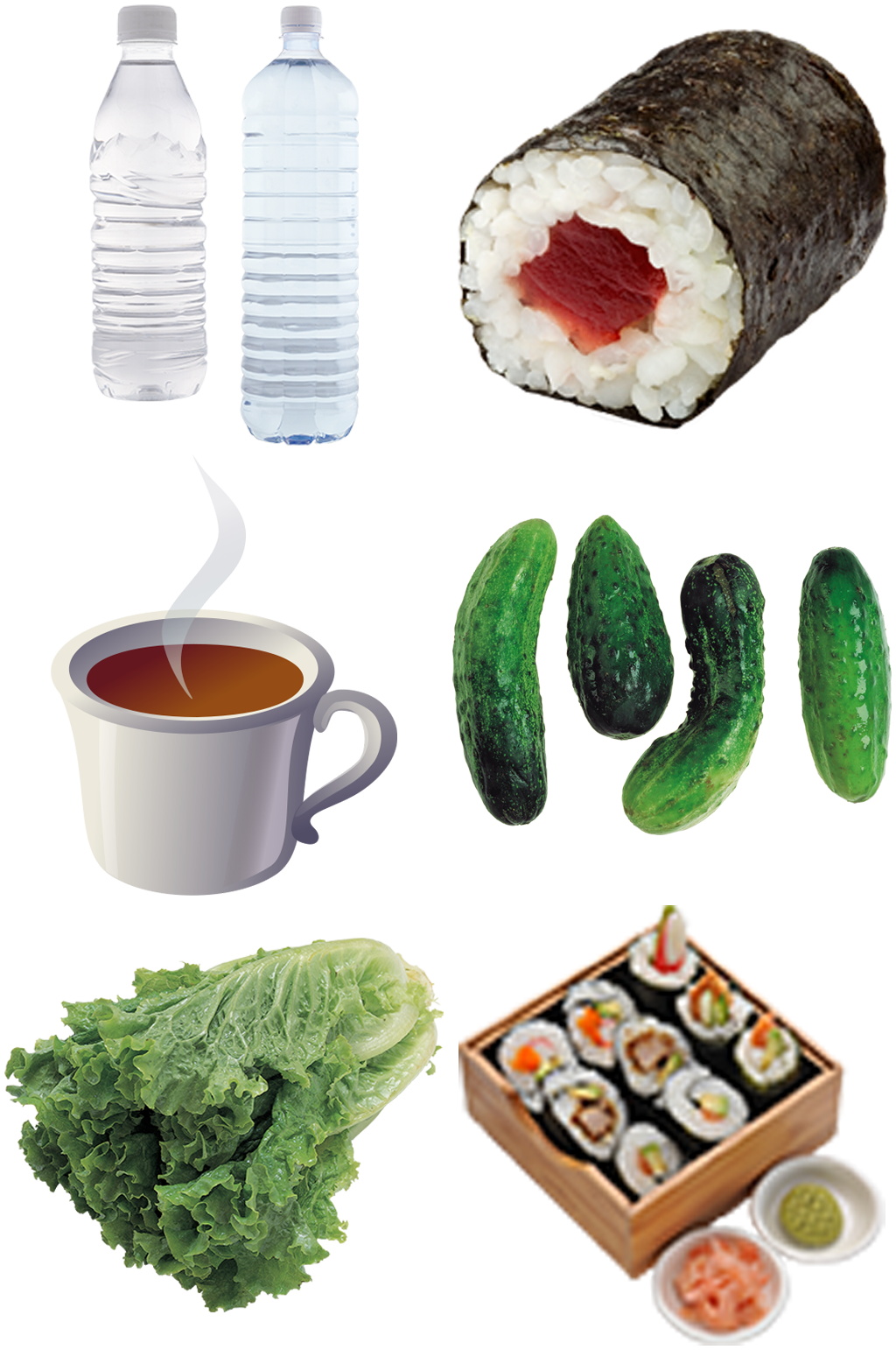 矿泉水黄瓜寿司咖啡食品创意设计元素素材素材