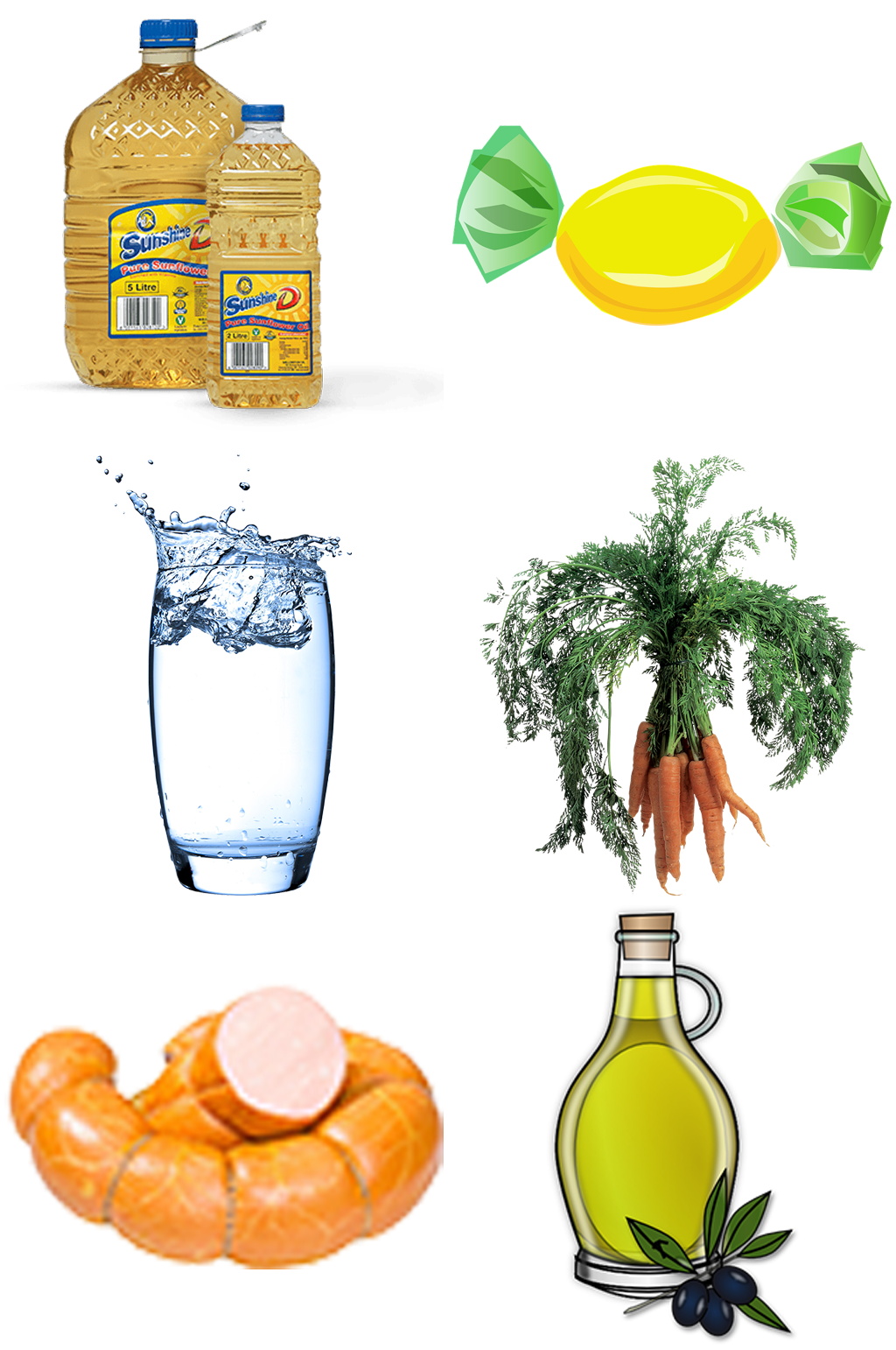 香肠矿泉水食用油胡萝卜元素素材素材