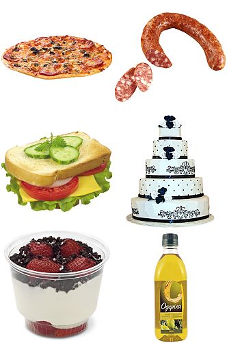 披萨香肠三明治橄榄油生日蛋糕免扣素材设计