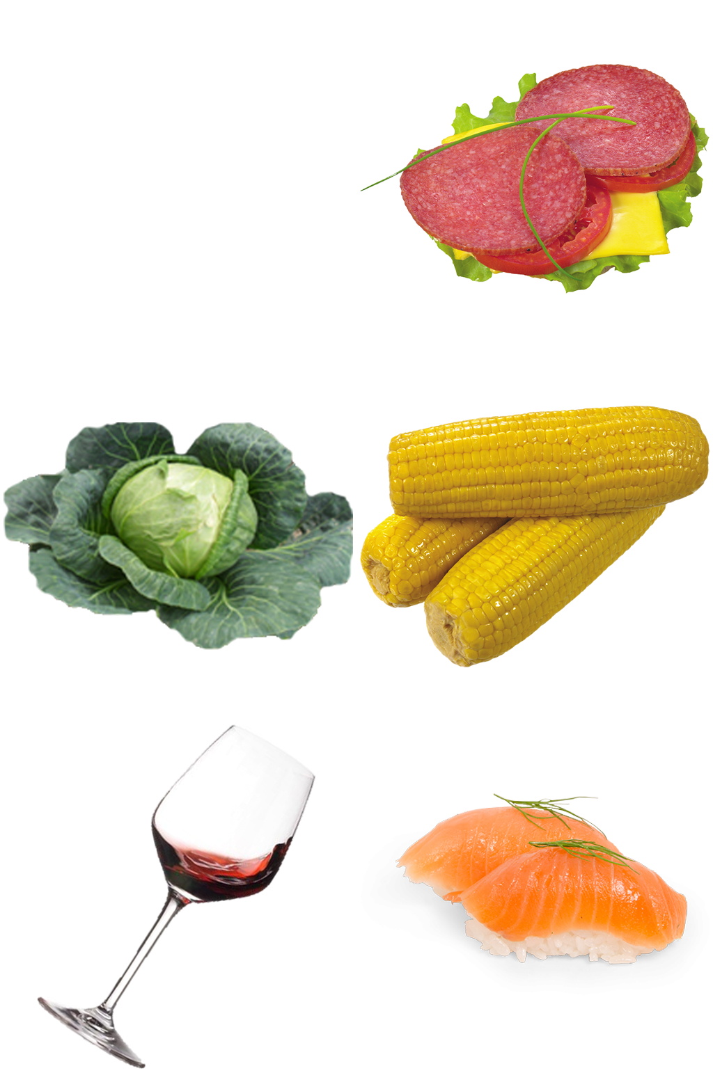 红酒三文鱼包菜玉米牛肉免扣素材素材