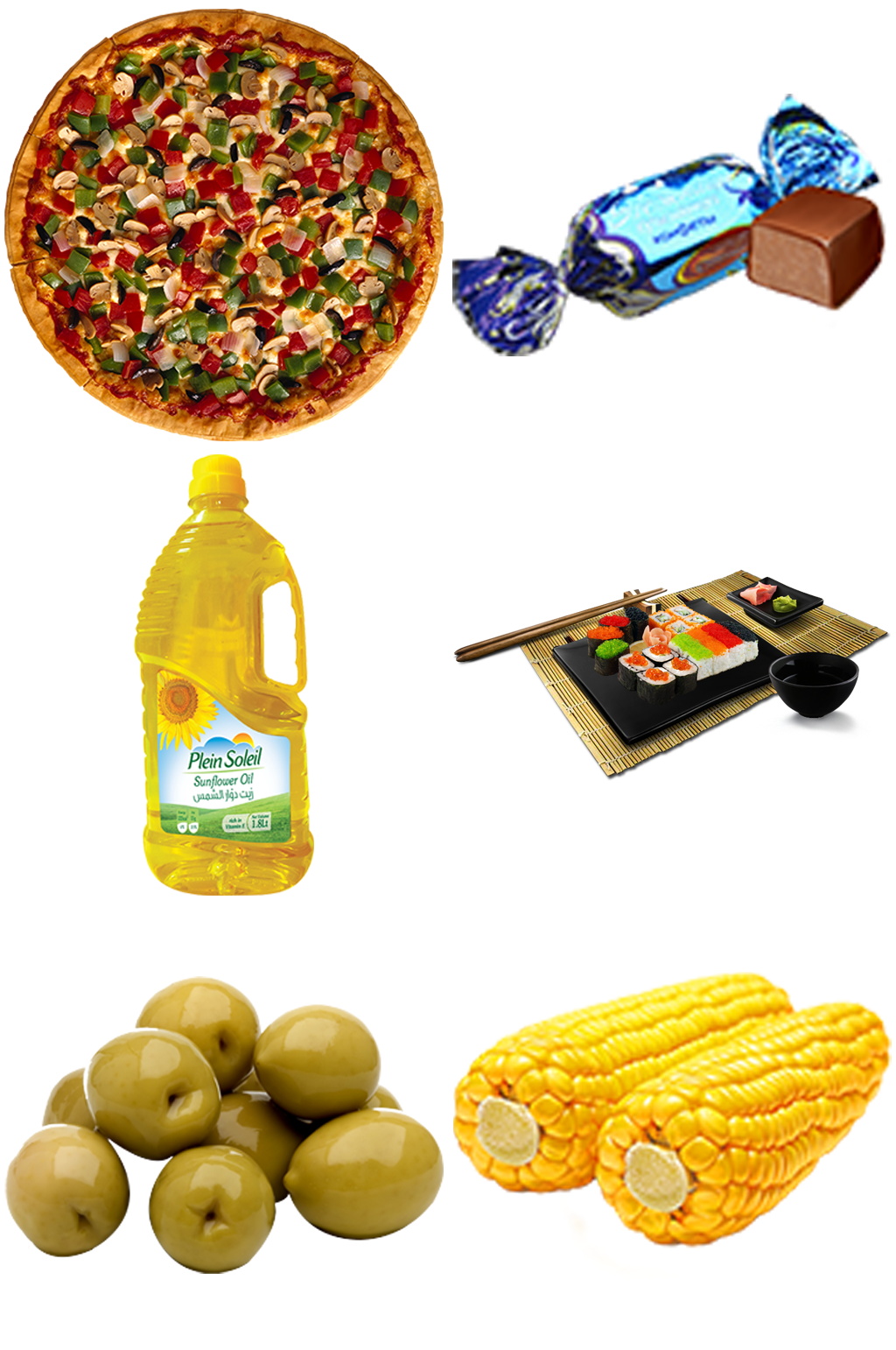 披萨巧克力糖寿司食用油玉米土豆免扣素材素材