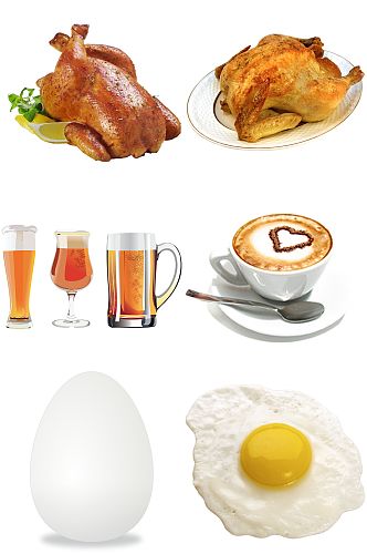 鸡蛋酒类咖啡食品创意设计元素素材