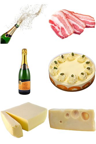 酒类食品奶酪火腿创意设计素材