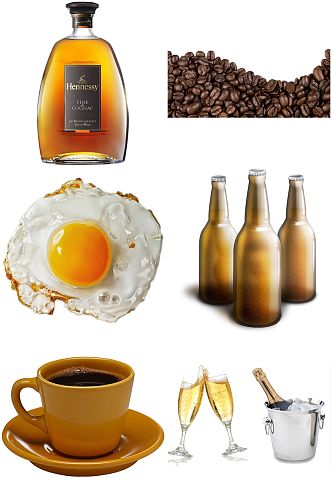 鸡蛋酒类食品咖啡设计素材