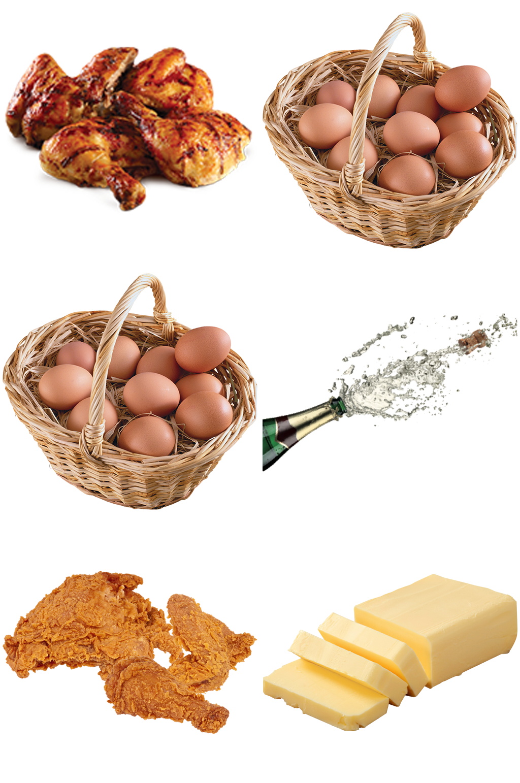 鸡蛋黄油酒类烧鸡精美食品元素素材