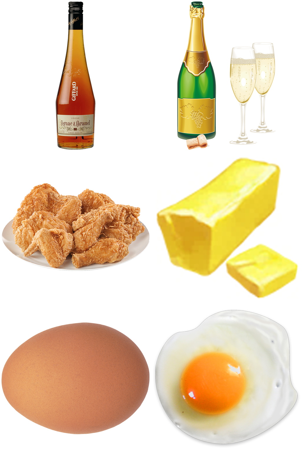 酒类炸鸡黄油鸡蛋精美食品元素素材
