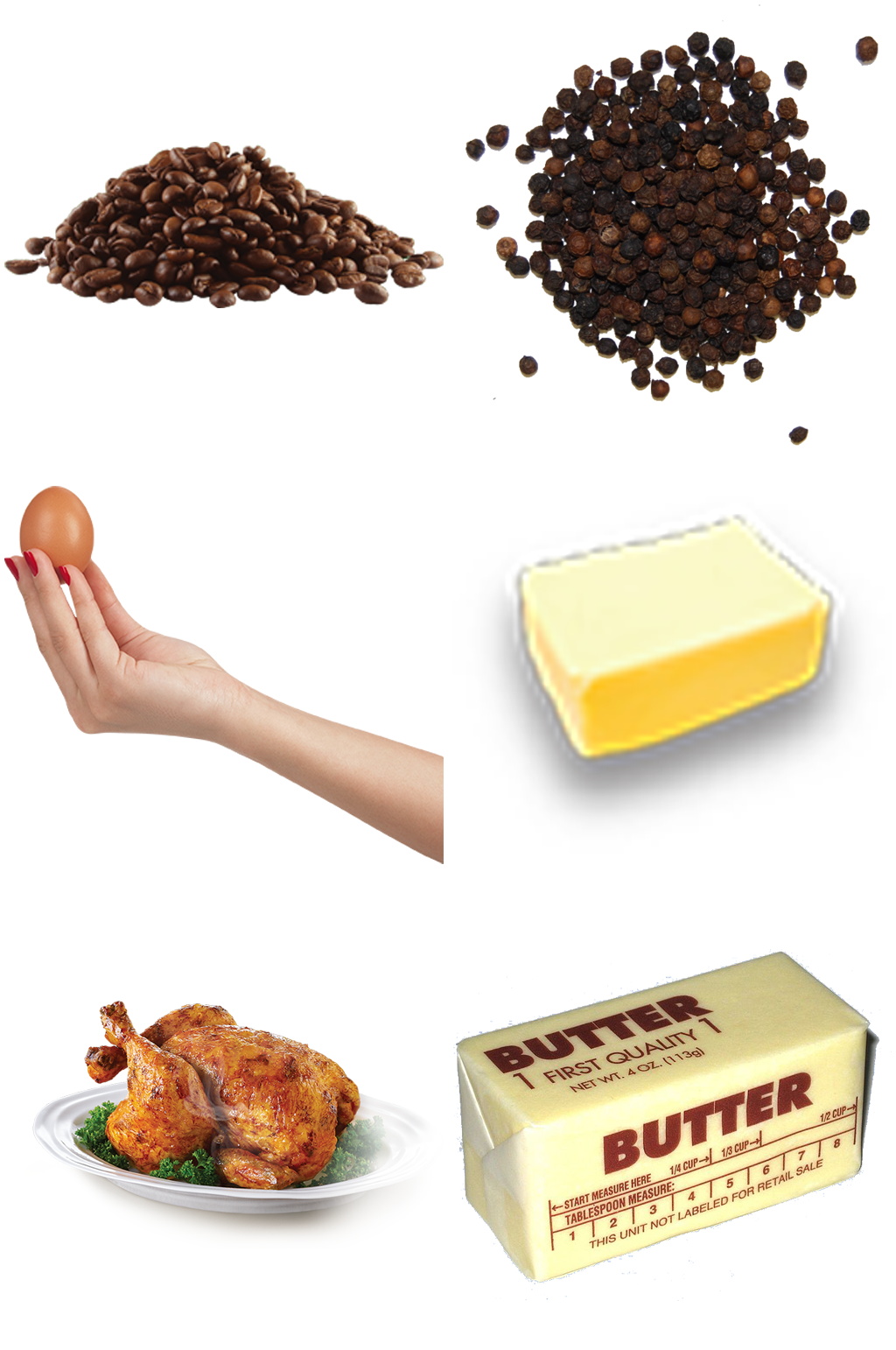 咖啡鸡蛋黄油烧鸡精美食品元素素材