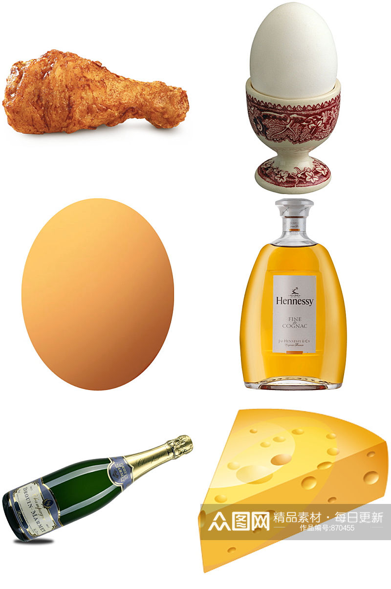 酒类鸡蛋炸鸡奶酪精美食品元素素材