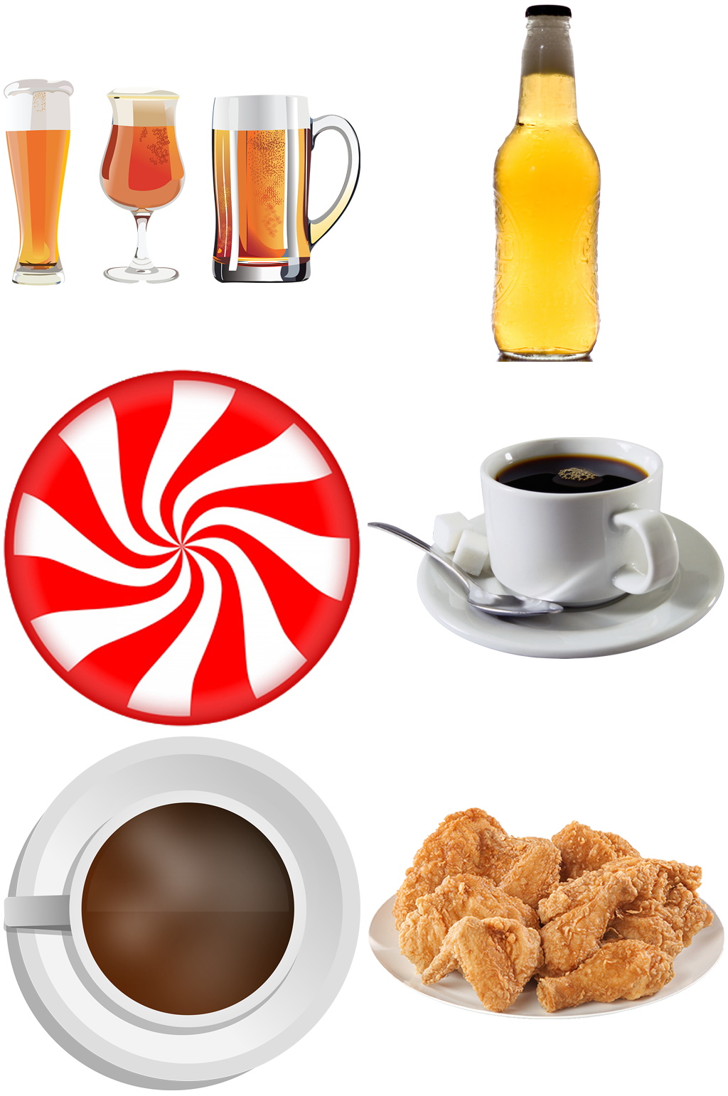 糖果咖啡酒类炸鸡精美食品元素素材