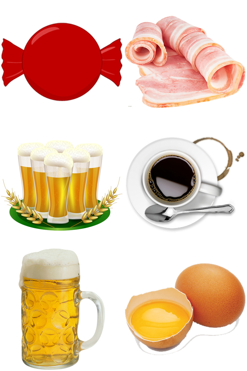 啤酒鸡蛋肉类咖啡精美食品元素素材