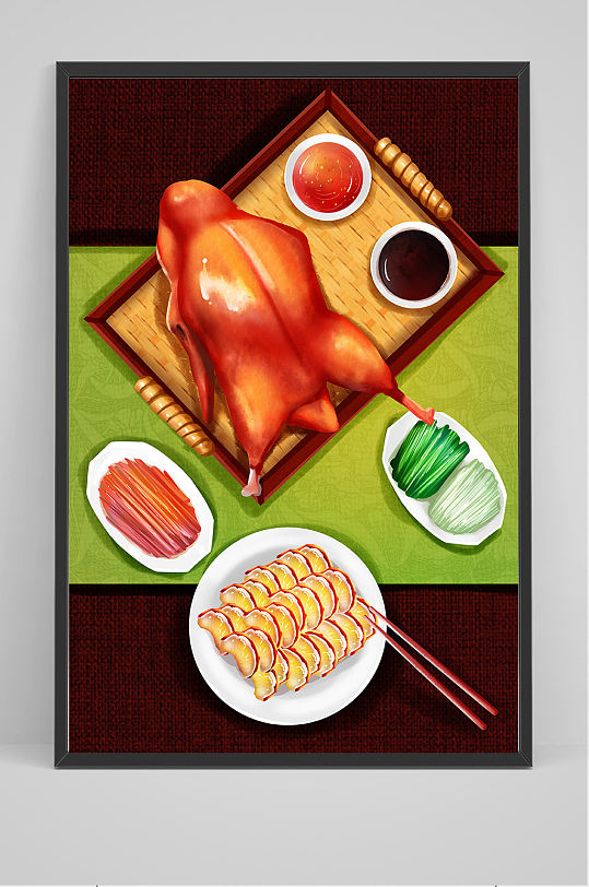 精品手绘美味烧鸡插画设计