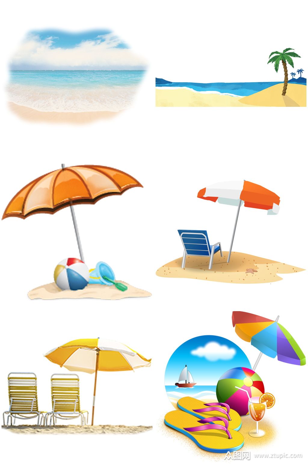 沙滩创意设计素材免扣元素
