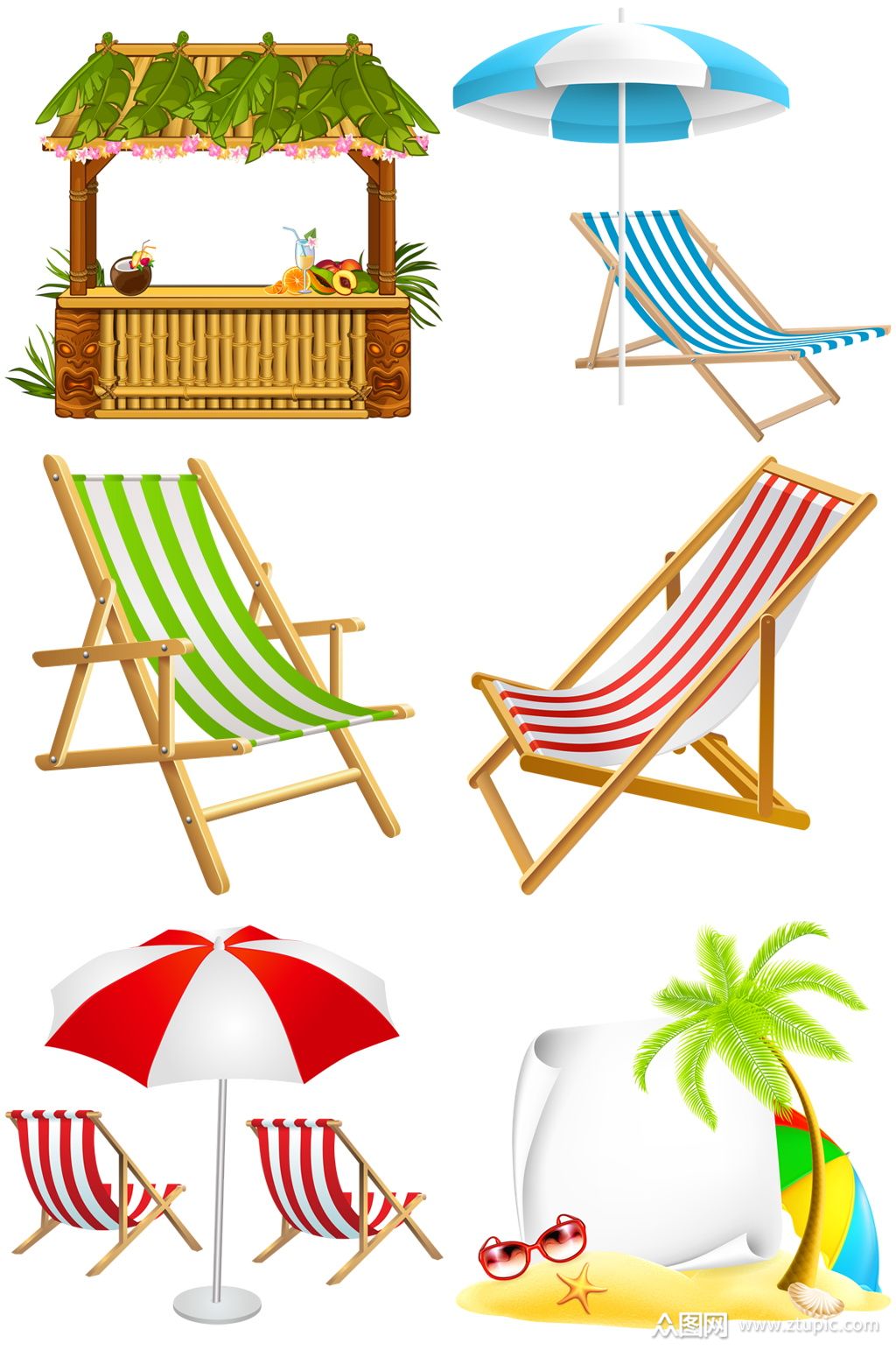 沙滩创意设计素材免扣元素