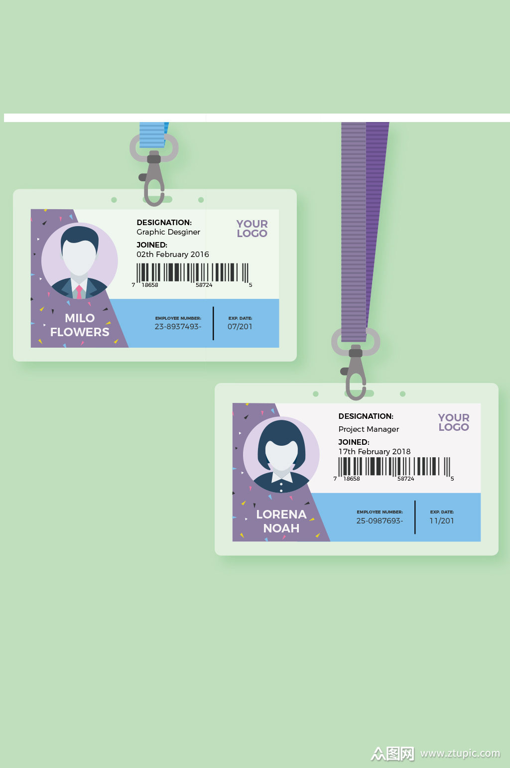 精品个人胸卡模板设计素材