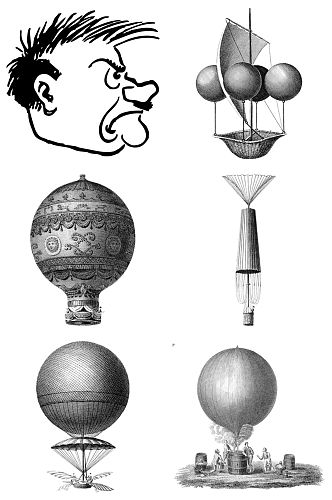 抽象人物热气球免扣素材设计
