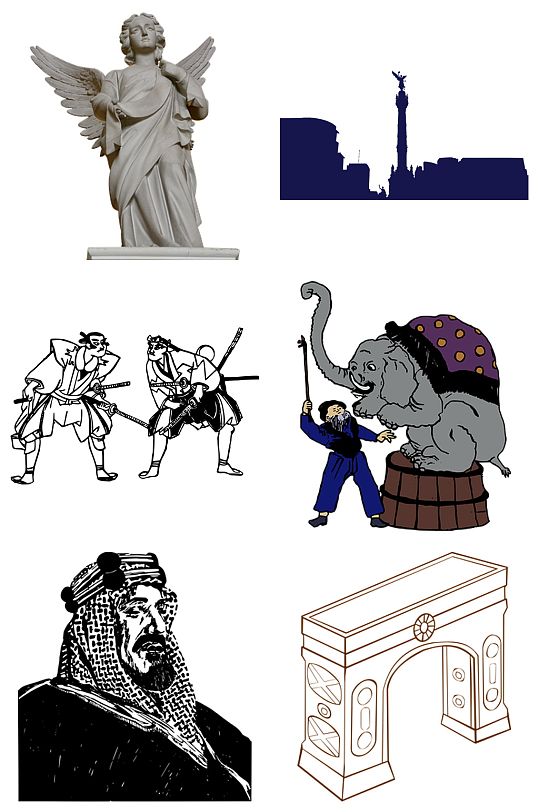 雕塑大象阿拉伯人凯旋门免扣素材设计
