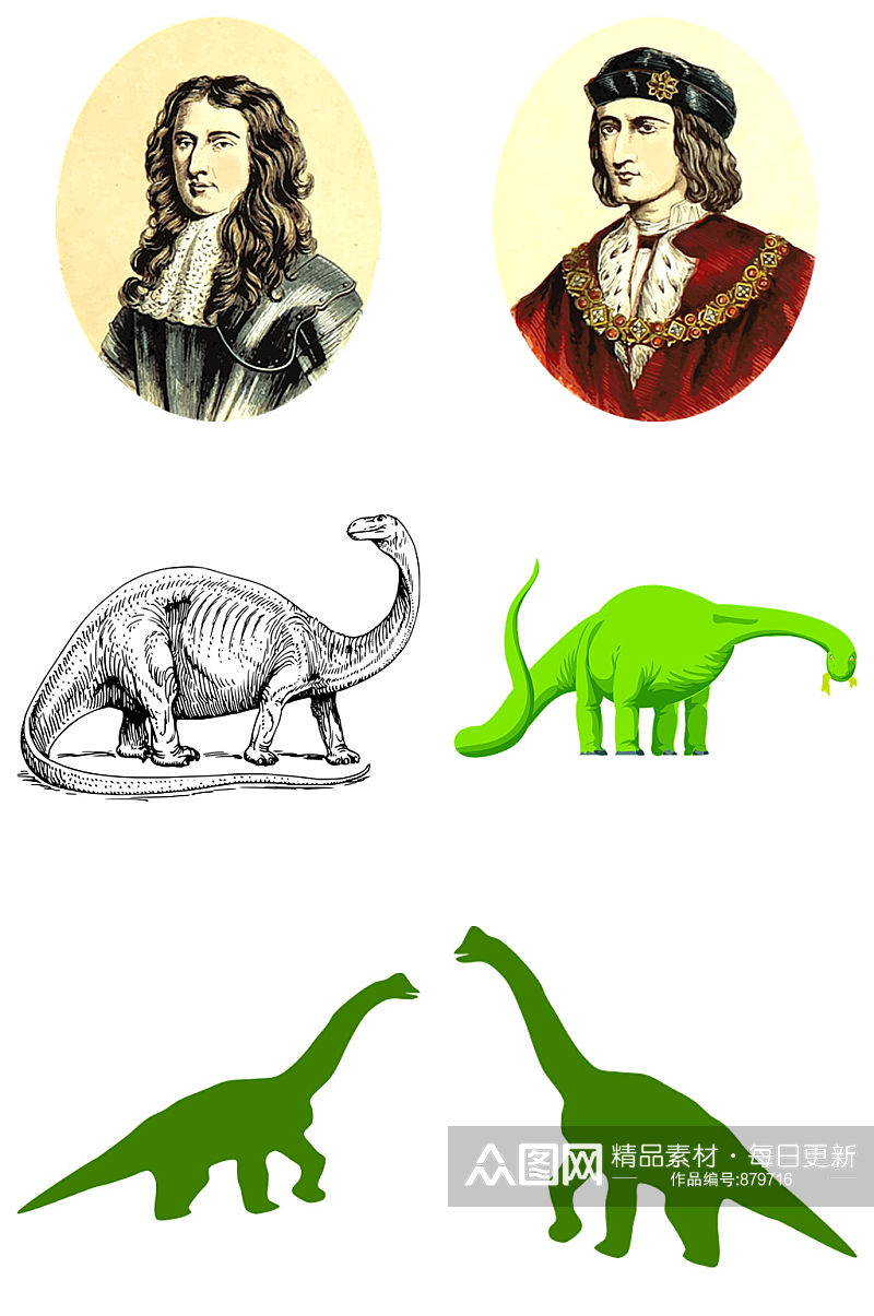 欧洲名人和恐龙免扣素材设计素材
