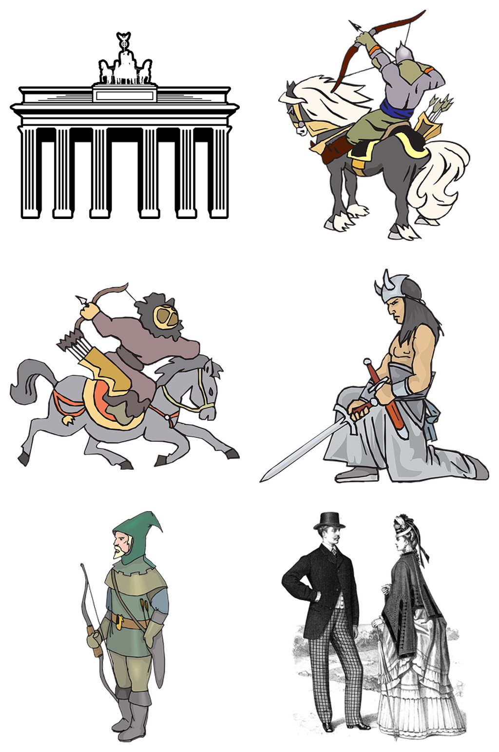 建筑战士骑马绅士武士免扣素材设计素材