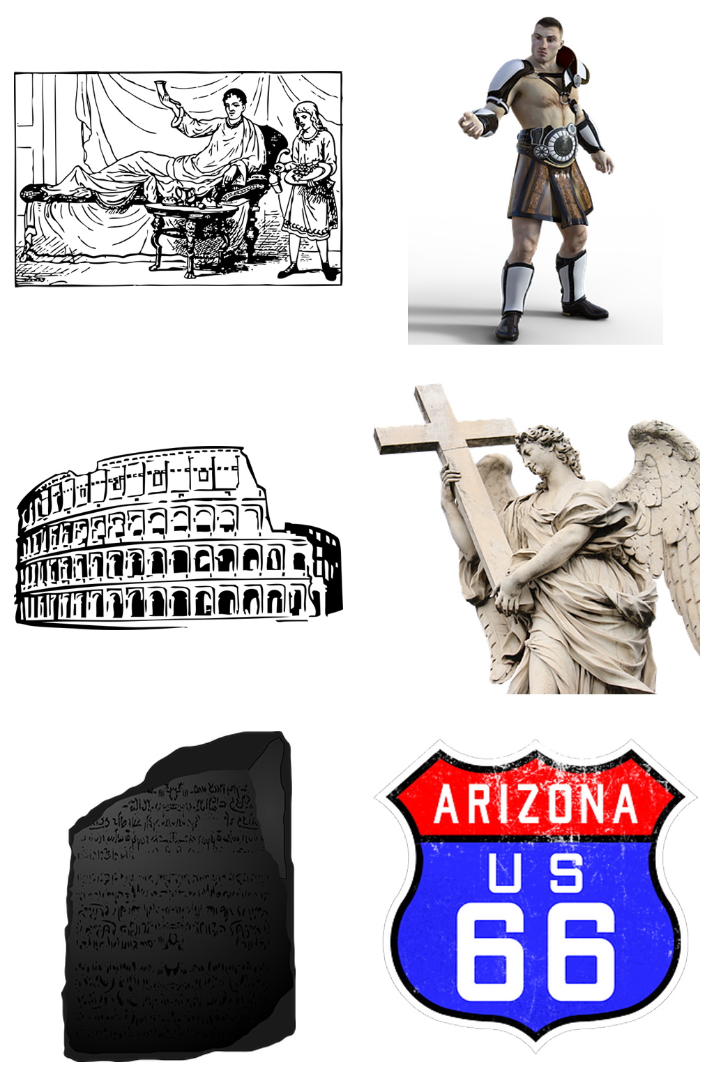 古代人物雕像建筑免抠素材设计素材