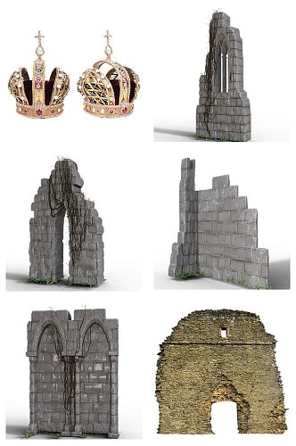 皇冠古代建筑免扣素材设计
