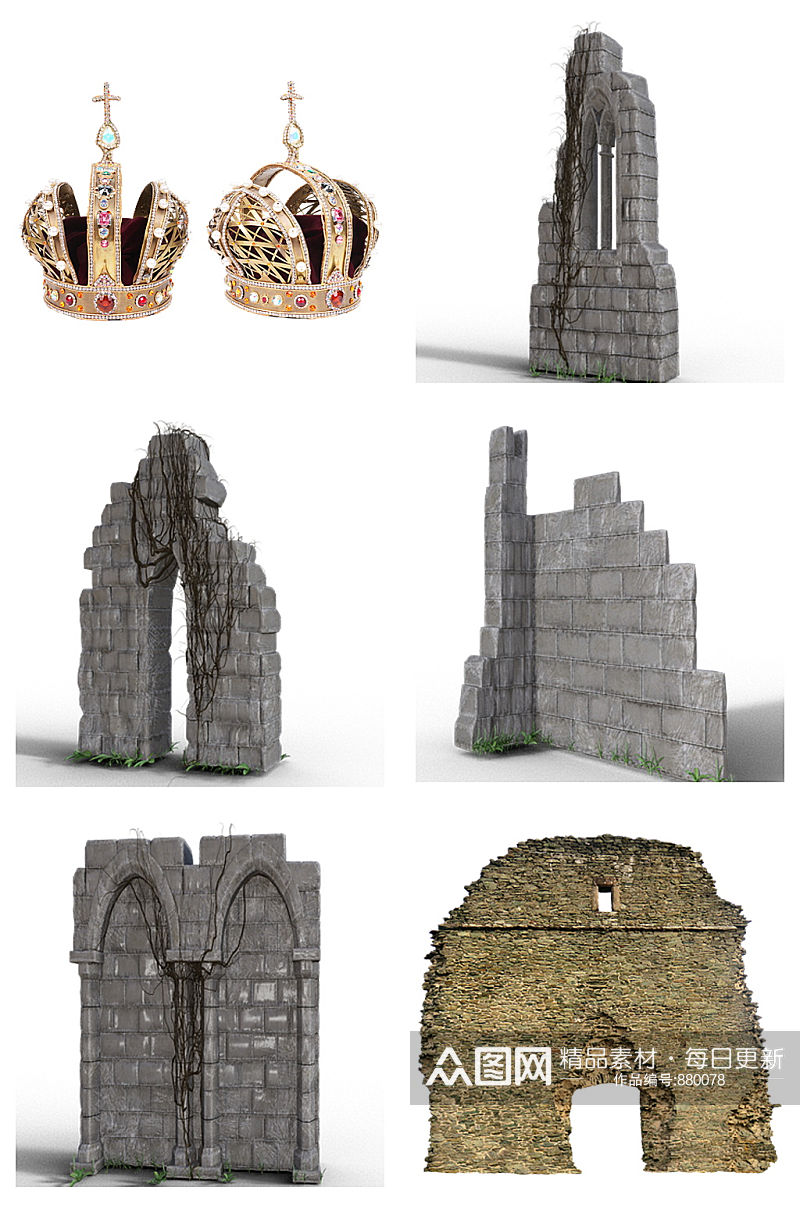 皇冠古代建筑免扣素材设计素材