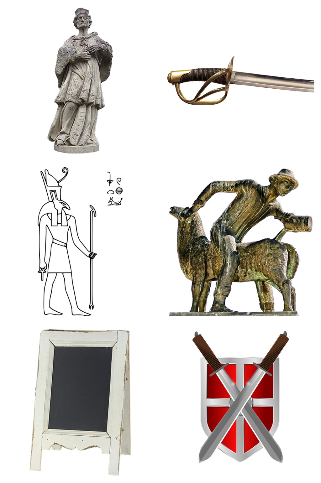 雕像短刀盾牌宝剑画板免扣素材素材