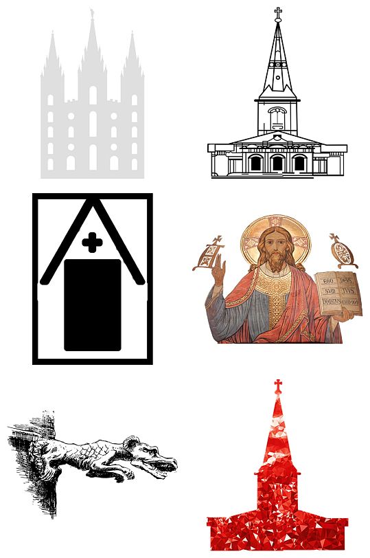 人物建筑龙免扣素材设计