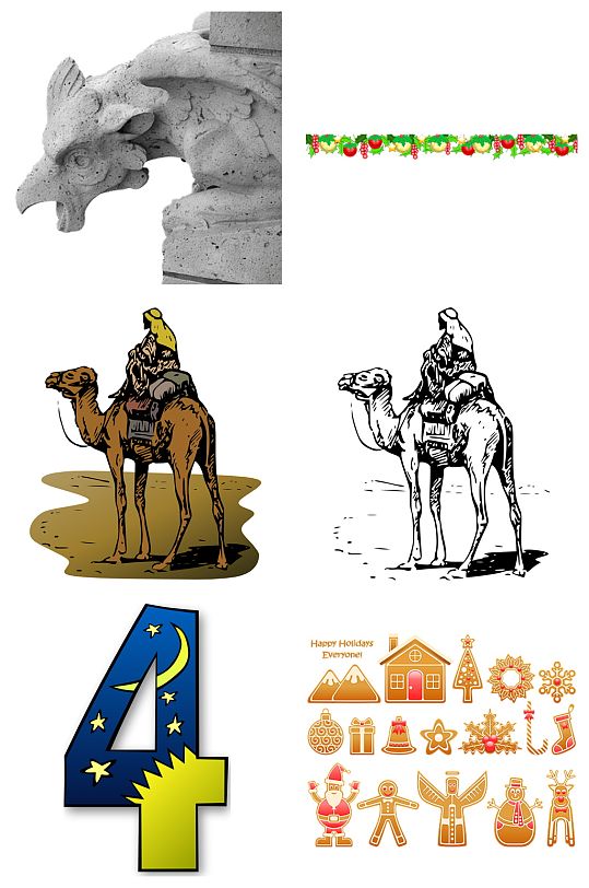 骆驼和圣诞元素免扣素材设计