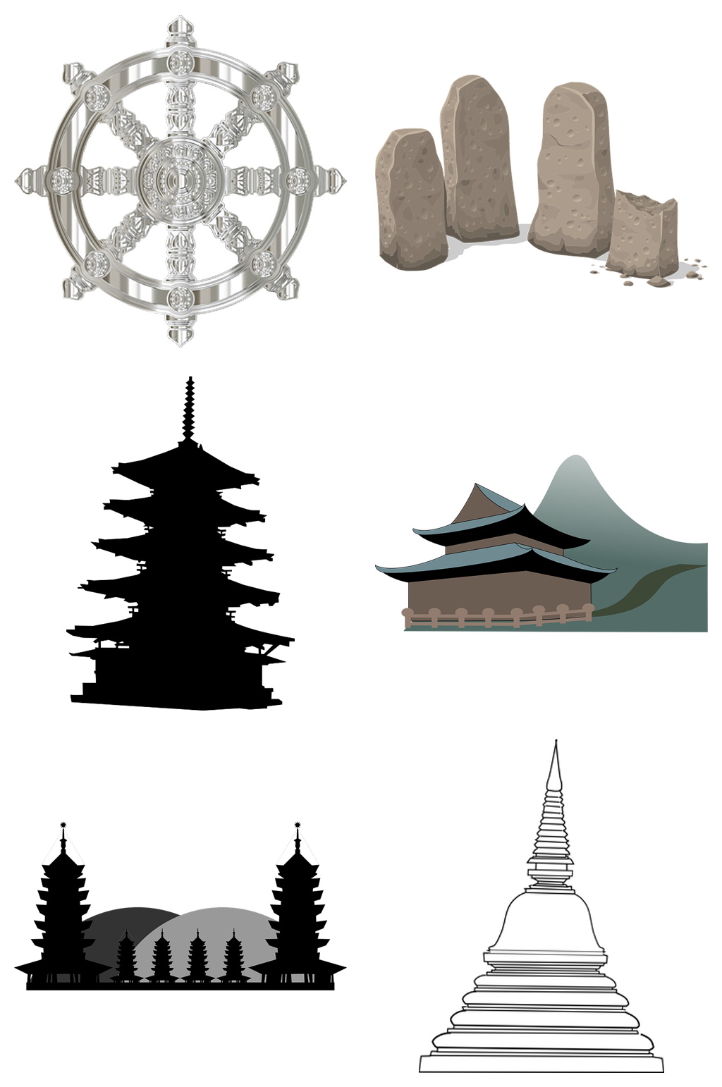 石碑建筑免抠素材设计素材