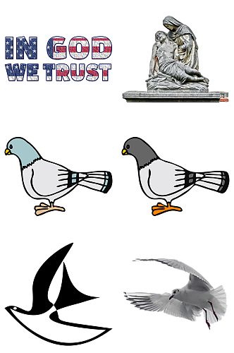 鸽子和雕像免抠素材设计