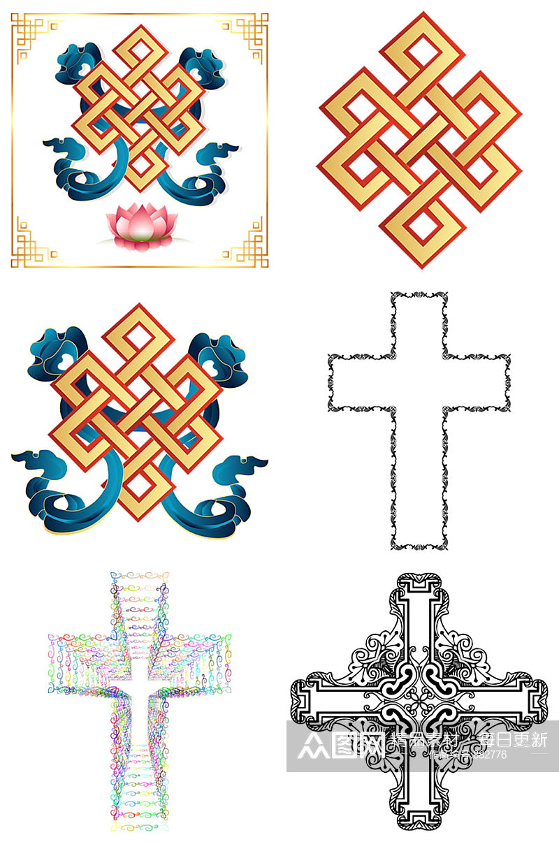 十字架花纹免扣素材设计素材