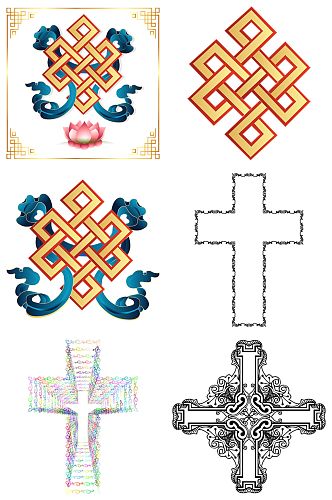 十字架花纹免扣素材设计