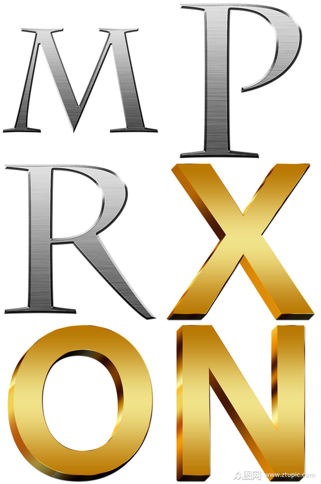 时尚简约渐变艺术字字母素材