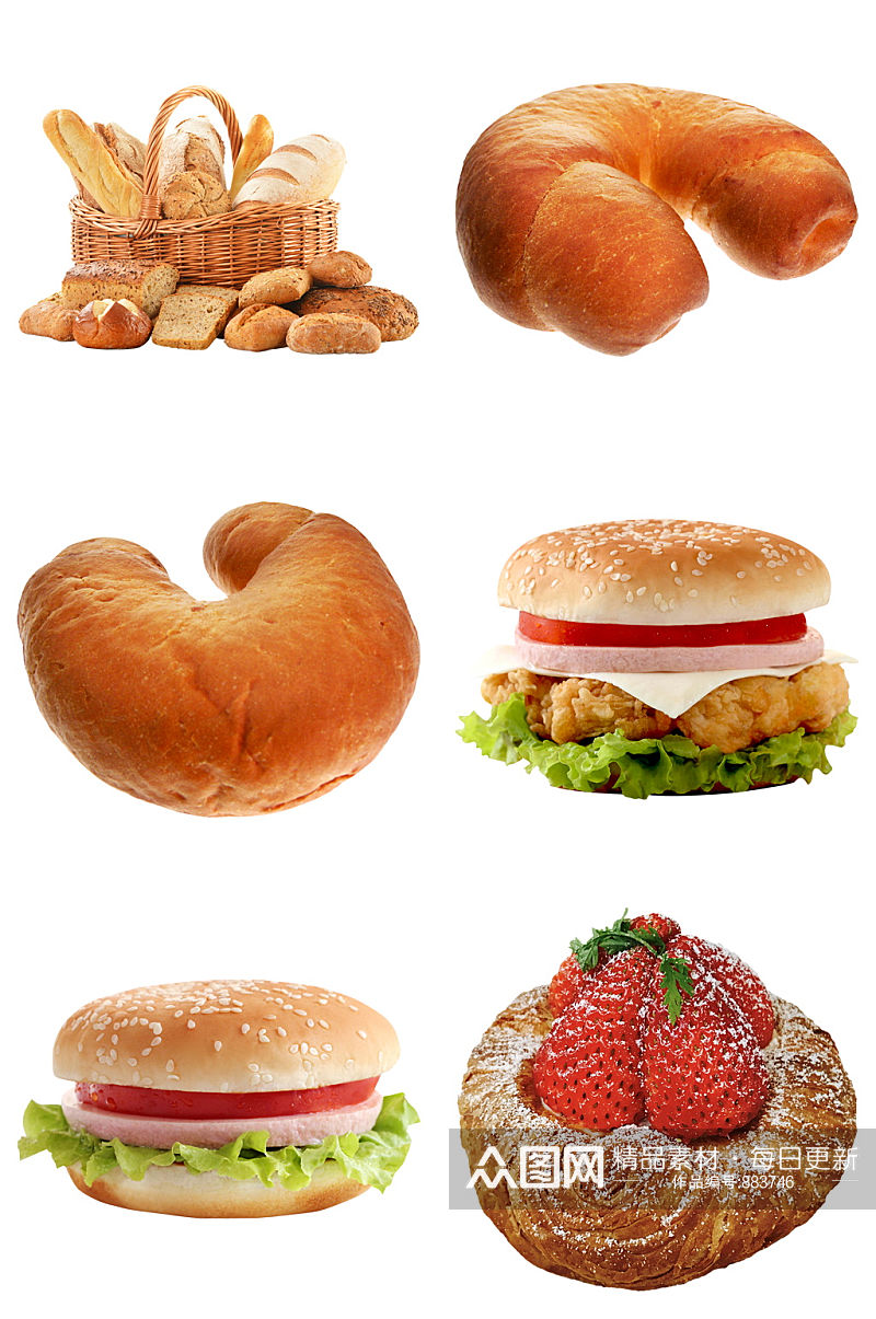 精品面包汉堡免抠素材设计素材