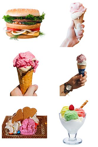 汉堡冰淇淋美味美食免抠素材设计