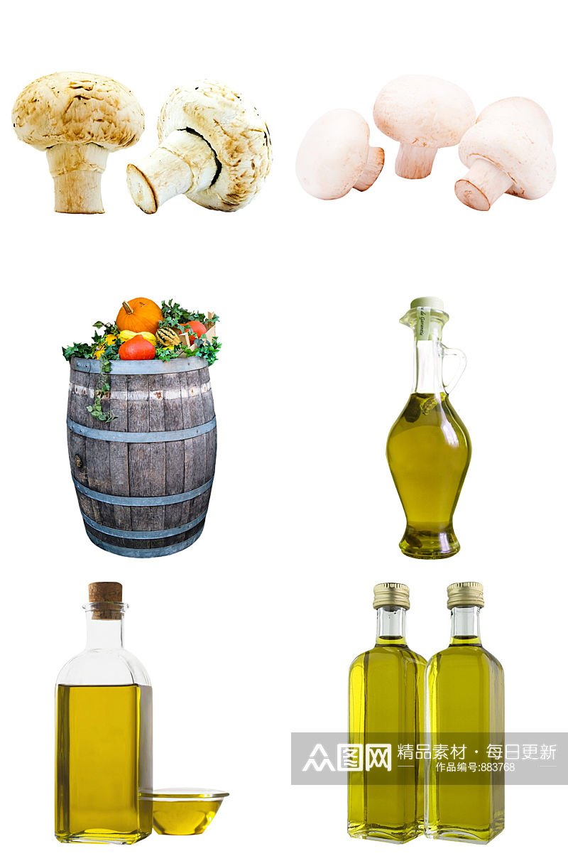 极品蘑菇橄榄油免抠素材设计素材