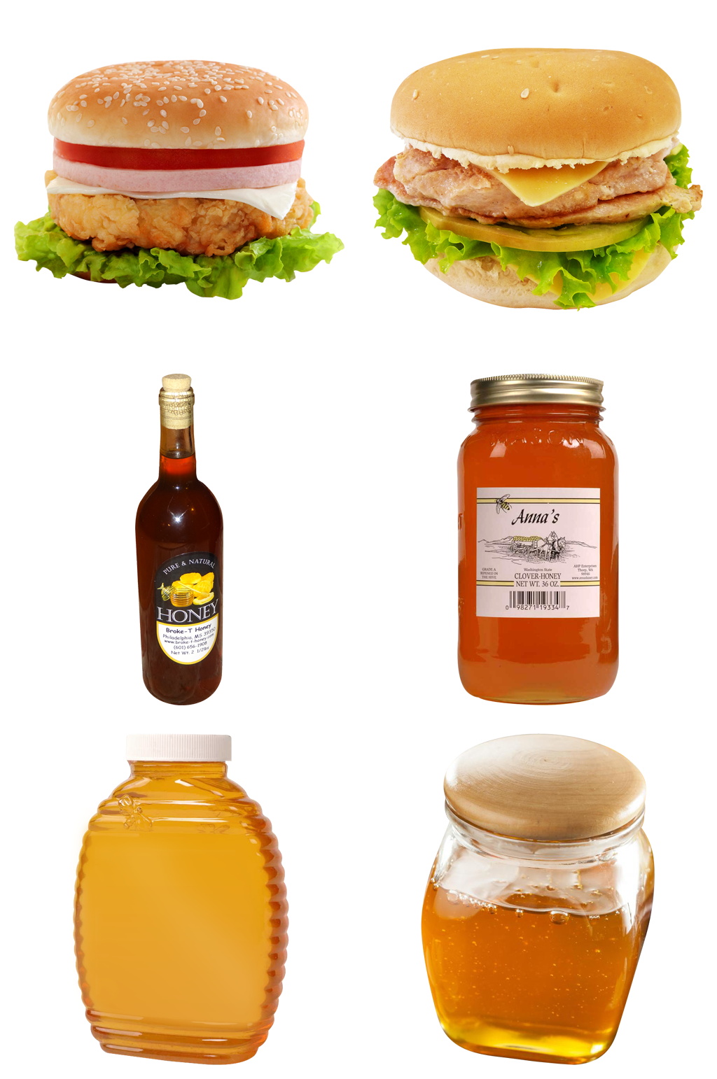 精品食物汉堡蜂蜜红酒免抠素材设计素材