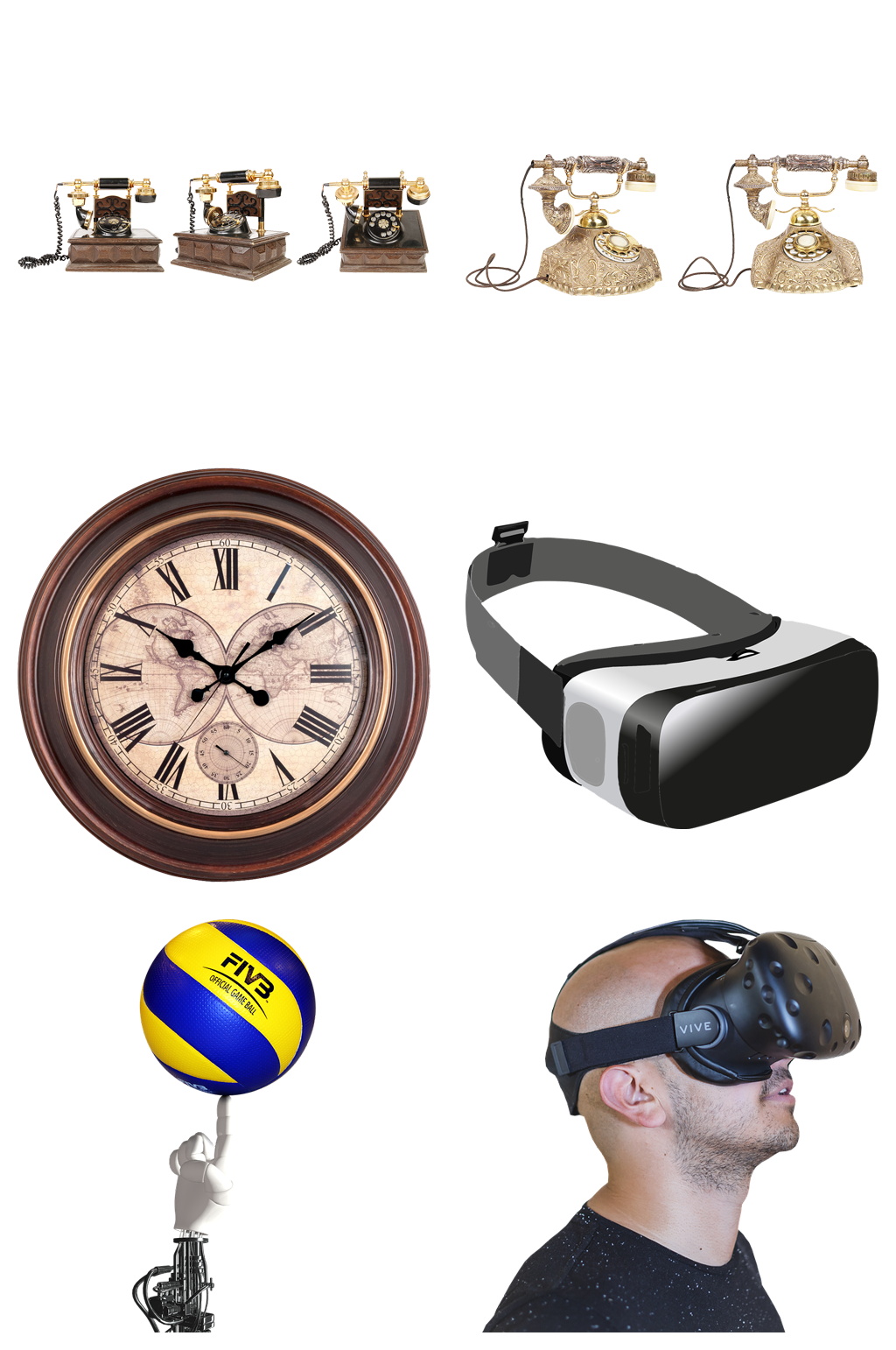 电话钟表VR眼镜免抠素材设计素材