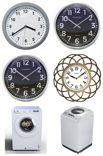 钟表和洗衣机免抠素材设计