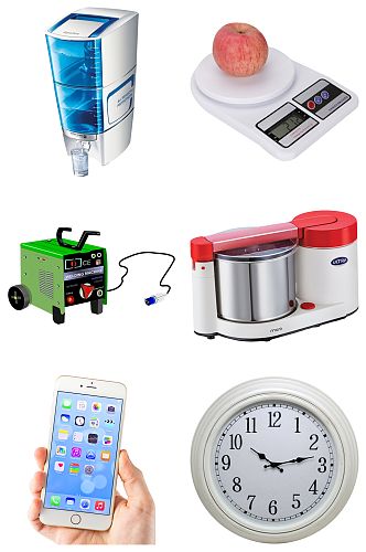 饮水机钟表榨汁机发电机手机免抠素材设计