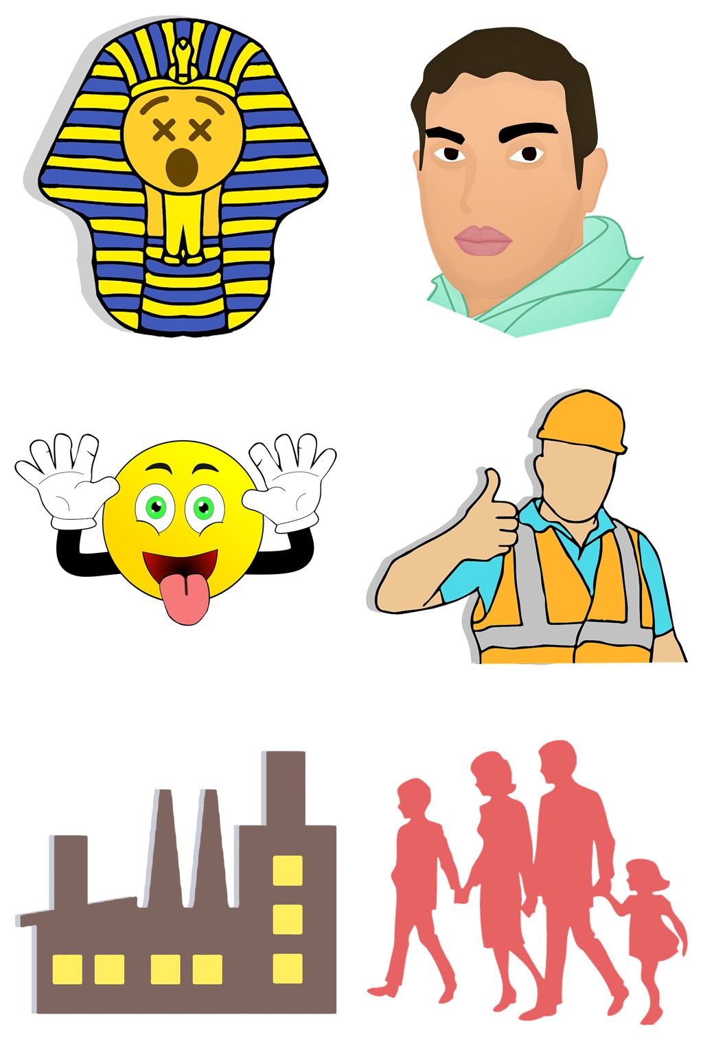 法老建筑四口之家工人免抠素材设计素材