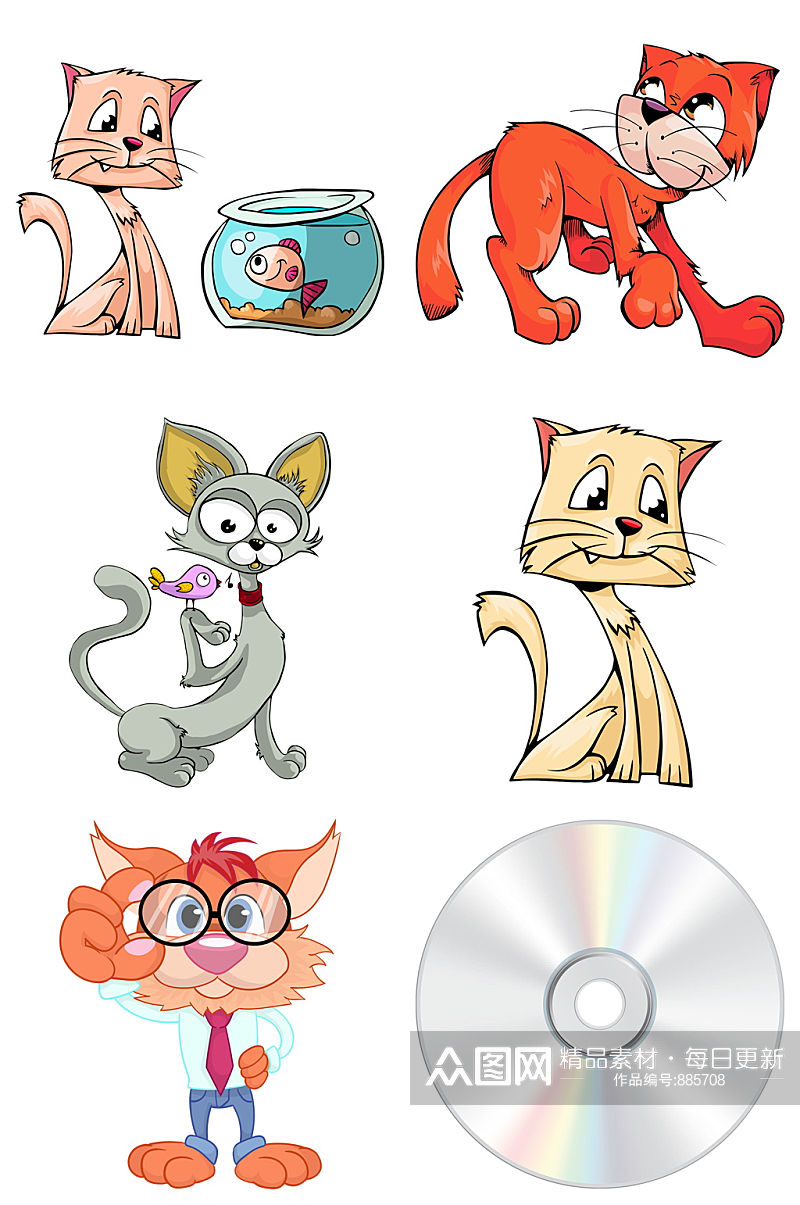 卡通小猫免抠素材设计素材