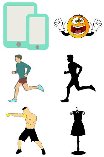 跑步手机衣服图标免抠素材设计