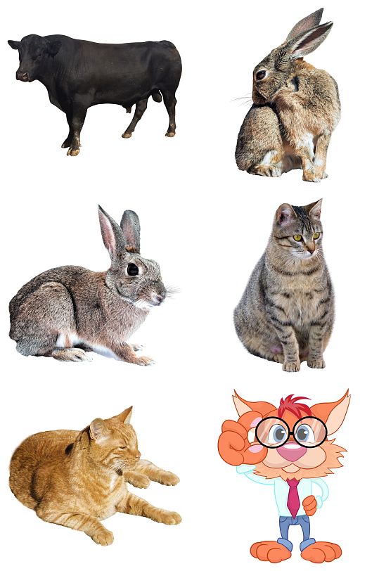 兔子和牛免扣素材设计-众图网