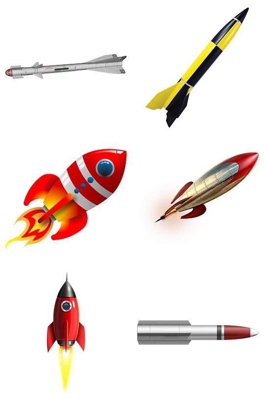 航天卡通火箭免抠素材设计