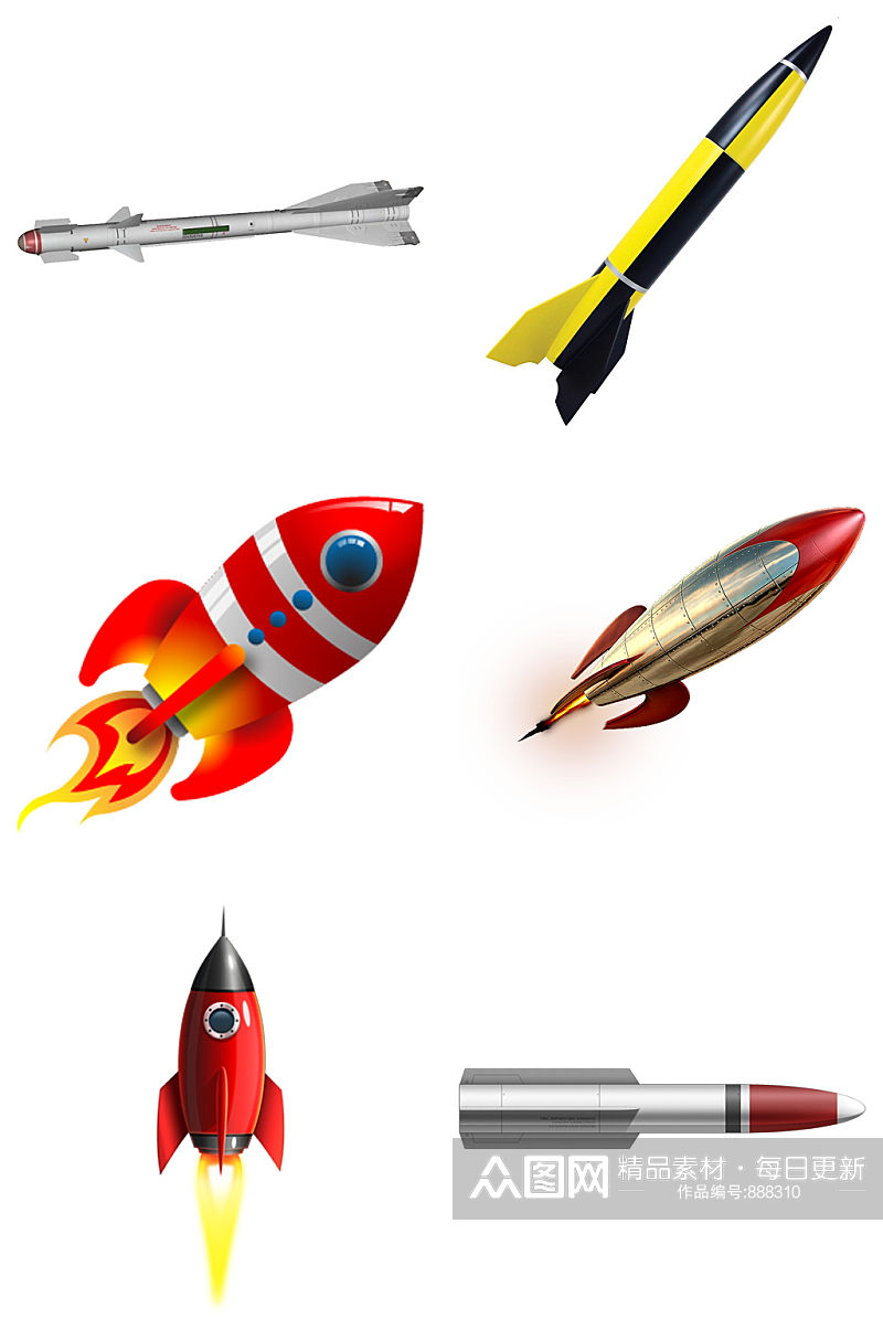 航天卡通火箭免抠素材设计素材