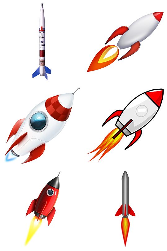 卡通火箭免抠素材设计 航天太空素材