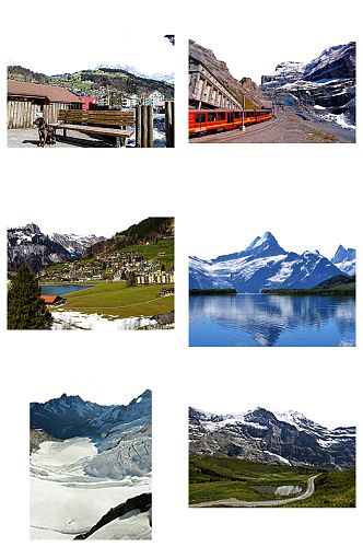 瑞士雪山旅行免抠素材设计